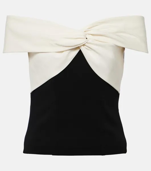 Топ из кади со сборками и цветными блоками Roland Mouret, белый