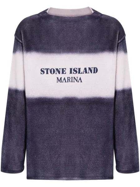 Полосатый джемпер с логотипом Stone Island, синий