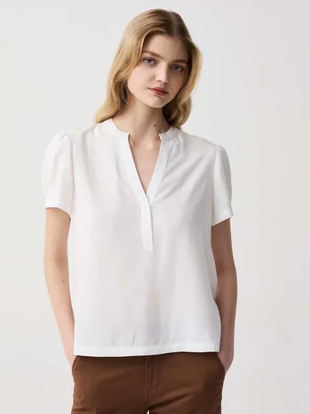 Блузка с короткими рукавами-буфами Ovs, цвет optical white
