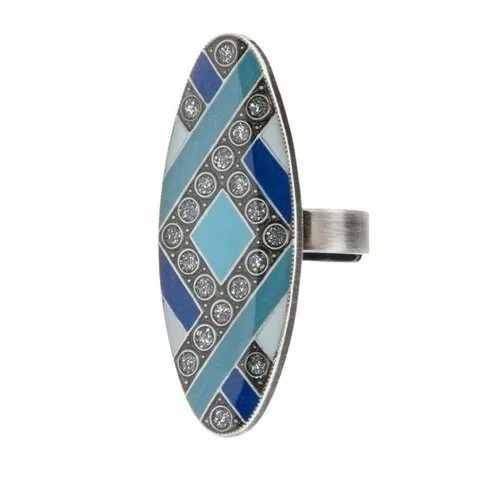 Кольцо Clara Bijoux, бижутерный сплав, бронза, эмаль, голубой, синий