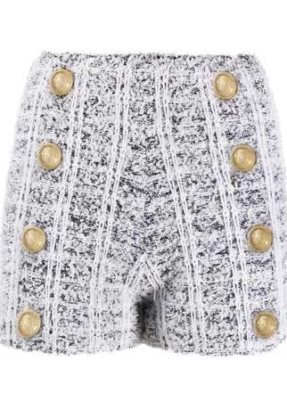 Balmain твидовые шорты с завышенной талией