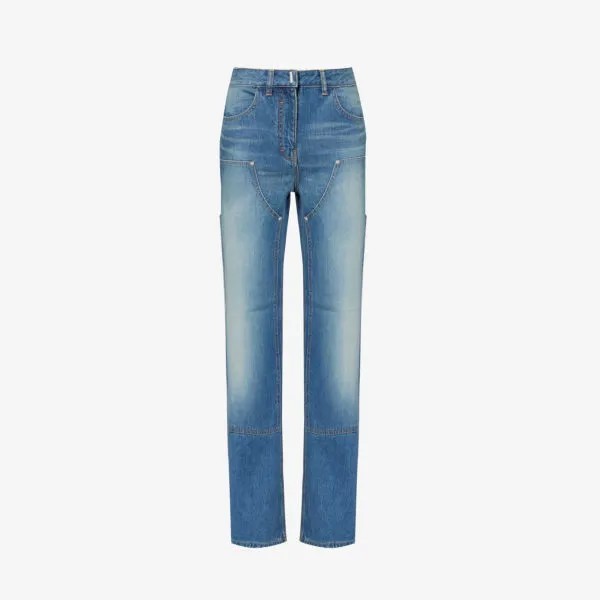 Широкие джинсы средней посадки с эффектом потертости Givenchy, синий