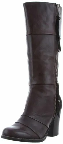 Женские кожаные сапоги до колена Kelsi Dagger Hazey на многоуровневом каблуке - коричневый
