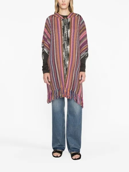 Missoni шерстяное худи с принтом зигзаг, розовый