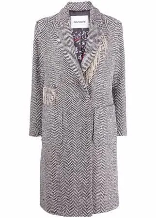 Ava Adore draped tassel-trim single-breasted coat