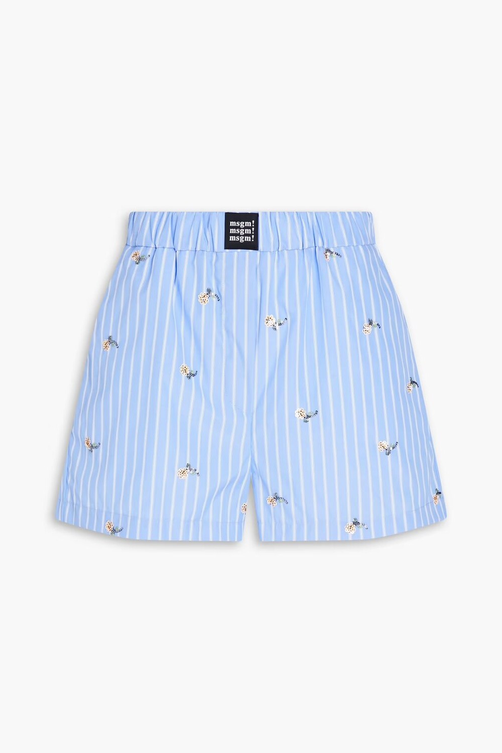Шорты из смесового хлопка с декорированной полоской Msgm, светло-синий