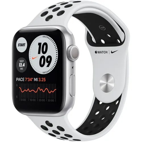 Часы Apple Watch Series SE GPS 44mm Aluminum Case with Nike Sport Band (MKQ73) (Silver Aluminum Case with Pure Platinum/Black Nike Sport Band)