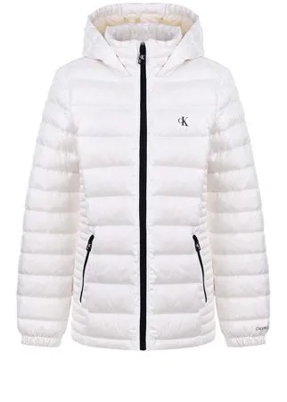 Белая куртка-пуховик с капюшоном Calvin Klein