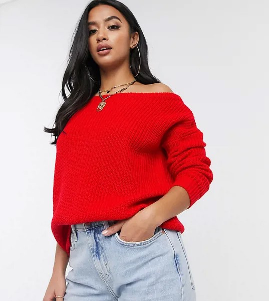 Красный джемпер с открытыми плечами Missguided Petite