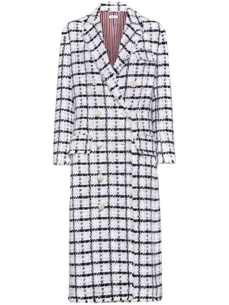 Thom Browne пальто в клетку, белый