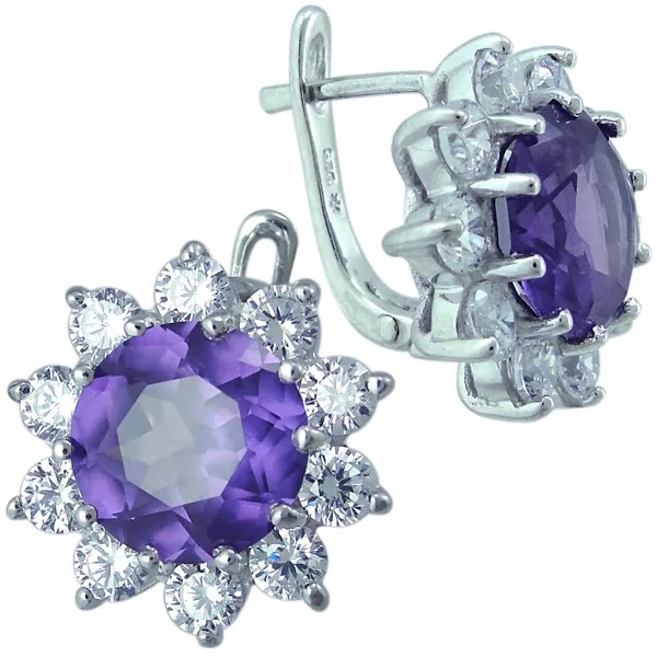 Серьги женские из серебра Balex Jewellery 2405937676, александрит/фианит