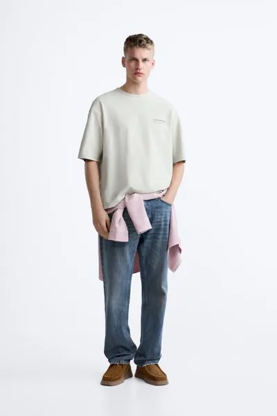 Футболка с футболкой со слоганом ZARA, песочный