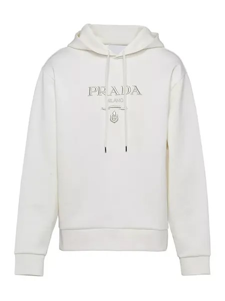 Хлопковая толстовка с капюшоном Prada, белый