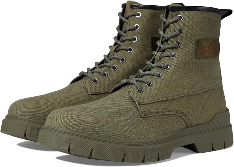 Ботинки на шнуровке Ryan Canvas Lace-Up Boots HUGO, оливково-серый