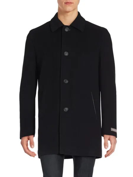 Итальянское пальто из смесовой шерсти Cole Haan, черный