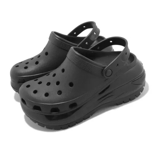 Crocs Classic Mega Crush Clog Черные мужские сандалии на платформе унисекс SlipOn 207988-001