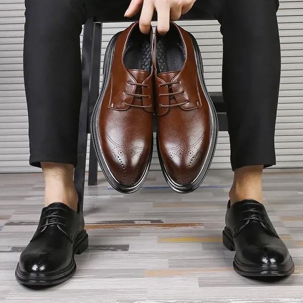 Мужские кожаные весенне-осенние кожаные туфли, корейская модная обувь, повседневные официальные кожаные туфли, дышащая мужская обувь