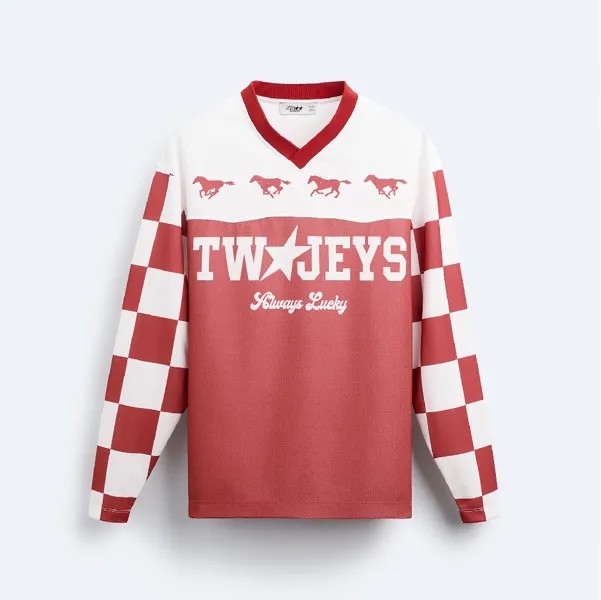 Свитшот Zara Racing T-shirt X Twojeys Limited Edition, красный/белый