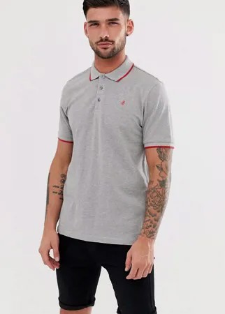Серое поло с оранжевой окантовкой Burton Menswear-Серый