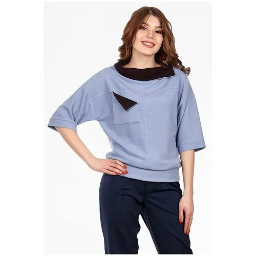 Блуза  Setty'S Collection, повседневный стиль, трикотажная, размер 48, голубой