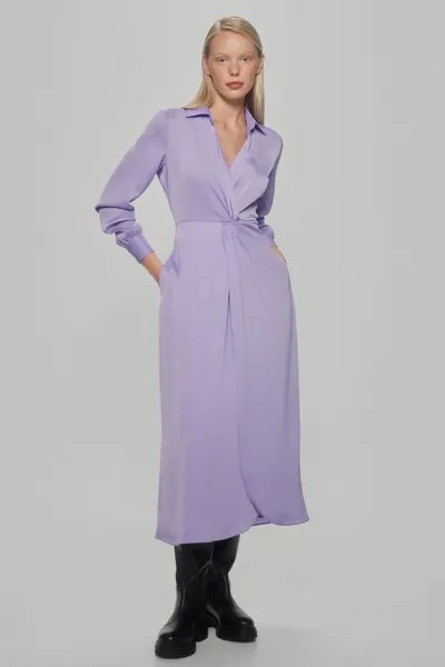Платье с запахом и сборкой сбоку Pedro del Hierro, фиолетовый
