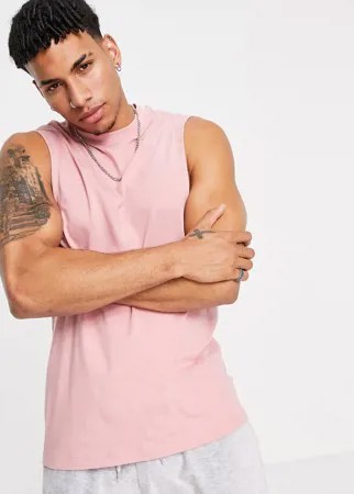 Розовая выбеленная майка свободного кроя из органического хлопка ASOS DESIGN-Розовый цвет