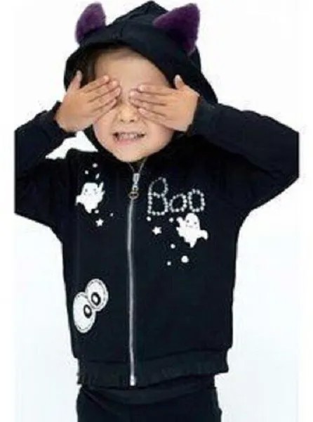 TRULY ME SARA SARA Rhinestone BOO Толстовка с капюшоном на молнии с меховыми ушками и призраками Хэллоуин 5
