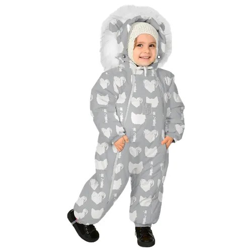 Комбинезон детский зимний. Malek Baby. Коты на сером, арт. 263ш/2 (80 см)