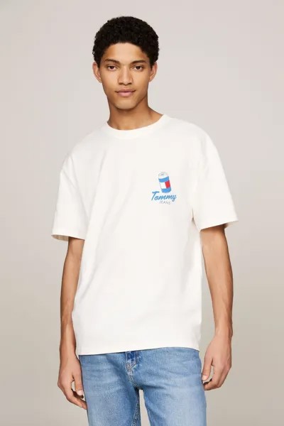 Джинсы Tommy стандартного кроя подходят к веселой новой футболке унисекс Tommy Jeans, белый