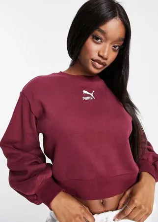 Бордовый свитшот с объемными рукавами Puma Classics-Красный