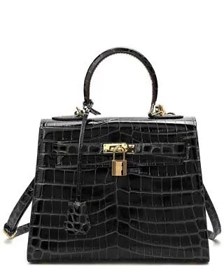 Женская сумка-портфель Tiffany - Fred из кожи с тиснением аллигатора, черная