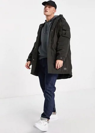 Черная oversized-парка с карманами Jack & Jones Originals-Черный цвет