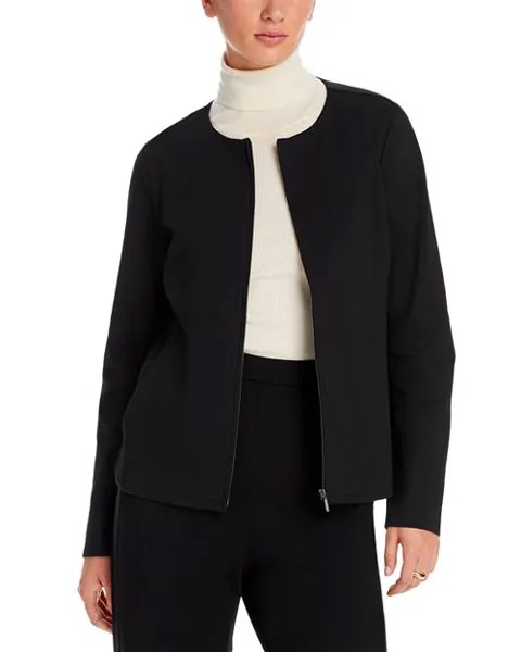 Куртка на молнии с круглым вырезом Eileen Fisher, цвет Black