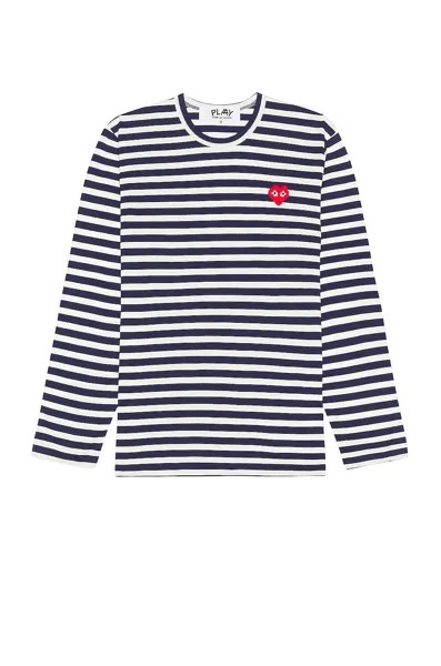 Футболка Comme des Garçons Invader Stripe Long Sleeve, цвет Navy & White
