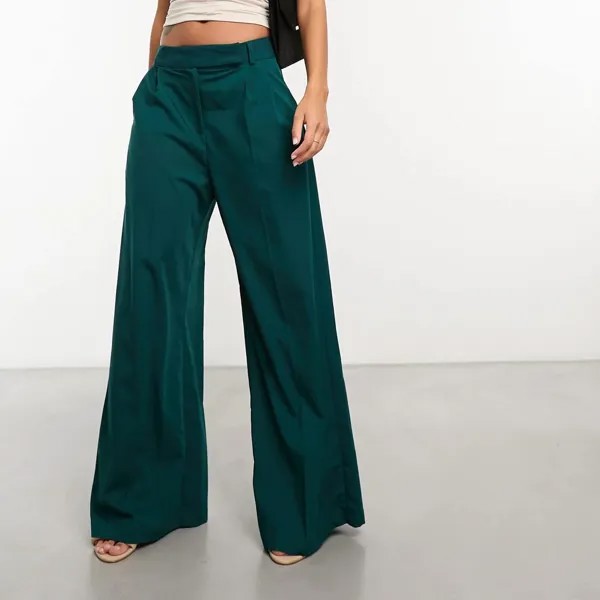 Брюки Closet London Tailored Wide Leg, темно-зеленый