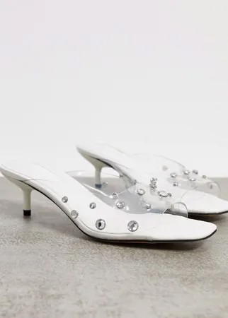 Белые мюли с прозрачным верхом Topshop-Белый