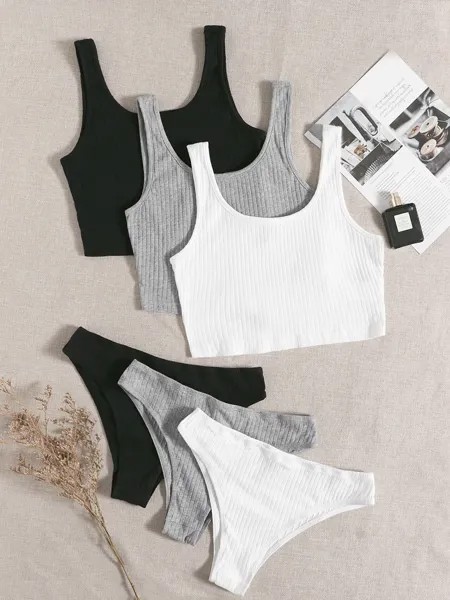 Комплекты, вязаная резинка, пижамный Комплект Shein, мультиколор