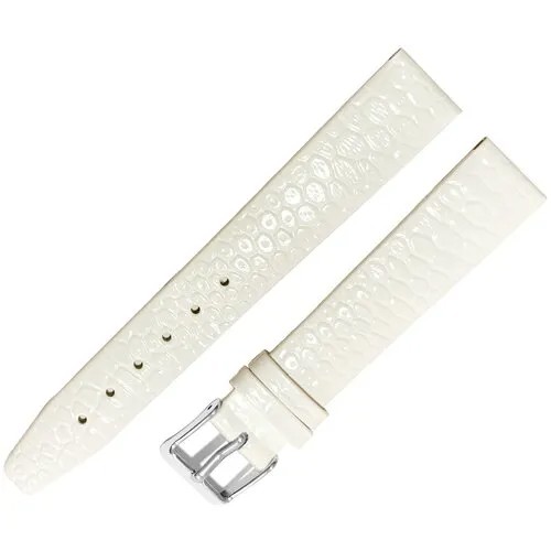 Ремешок 1603-01-1-0 Piton ЛАК Белый кожаный ремень 16 мм для часов наручных лаковый из натуральной кожи женский лакированный питон