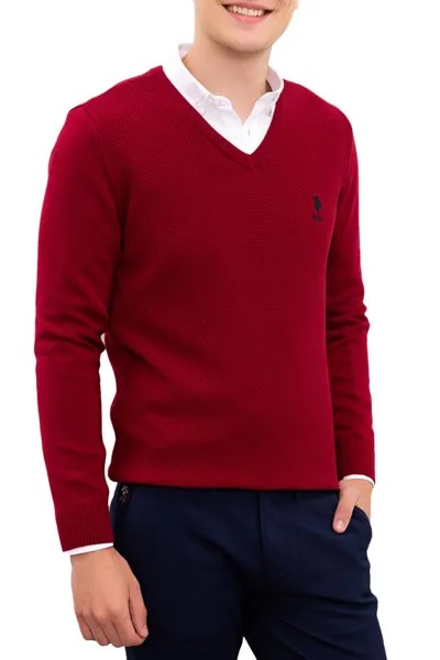 Пуловер мужской U.S. POLO Assn. G081SZ0TK0TCDUNI-BSK20 красный 50