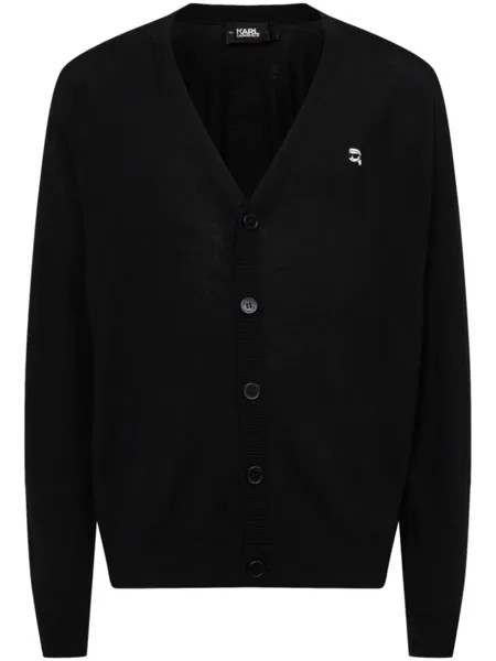 Karl Lagerfeld кардиган Ikonik 2.0 из шерсти мериноса, черный