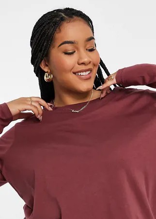 Бордовый лонгслив из материала с добавлением органического хлопка ASOS DESIGN Curve Ultimate-Красный