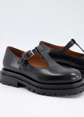 Черные кожаные туфли премиум-класса на массивной подошве ASOS DESIGN Mischief-Черный