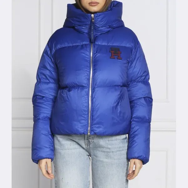 Пуховик стандартного кроя с монограммой и логотипом Tommy Hilfiger, синий