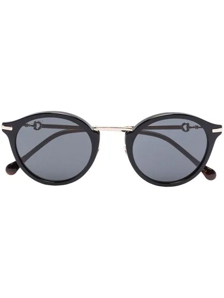 Gucci Eyewear солнцезащитные очки в круглой оправе с пряжками Horsebit