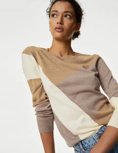 Джемпер с круглым вырезом Supersoft Color Block Marks & Spencer
