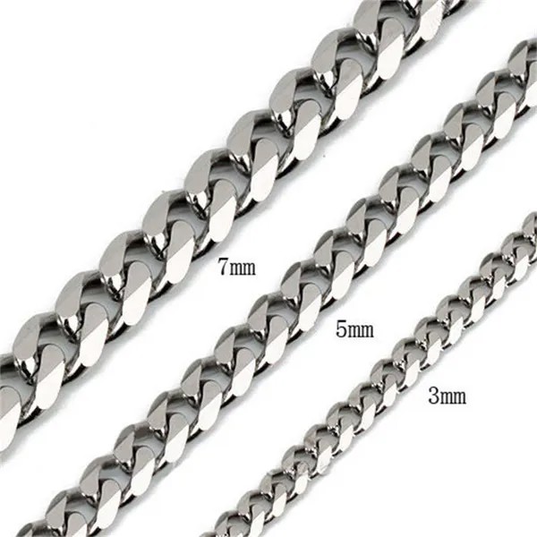 5/7MM 20 /22 24  Мужские ювелирные изделия из нержавеющей стали Кубинский бордюр Звено-цепь Ожерелье