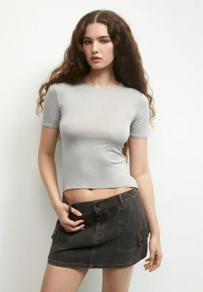 Футболка базовая SHORT SLEEVE PULL&BEAR, цвет dark grey