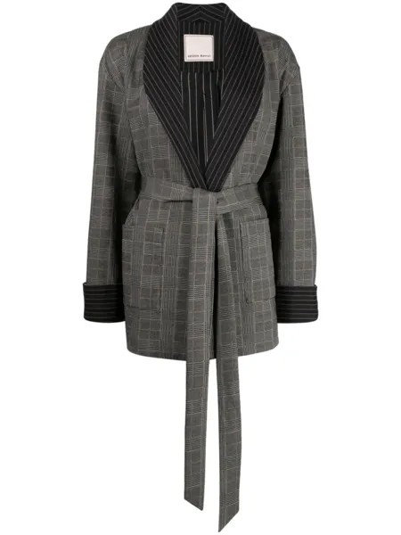 Куртка в клетку с поясом Antonio Marras, серый