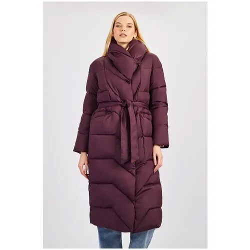 Куртка  Baon, демисезон/зима, удлиненная, силуэт прямой, без капюшона, пояс/ремень, карманы, вентиляция, водонепроницаемая, ветрозащитная, размер 50, фиолетовый