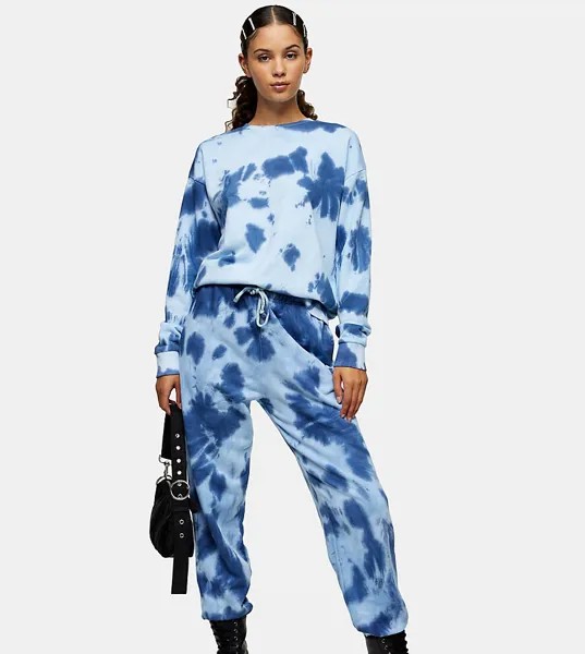 Синий свитшот с принтом тай-дай Topshop Tall-Голубой